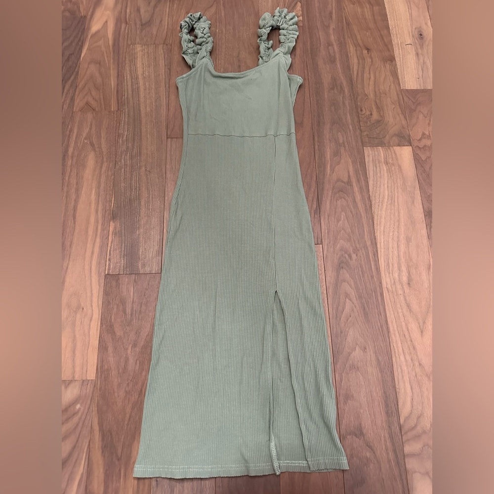 Pink Lily Sage Green Ribbed Maxi Dress
